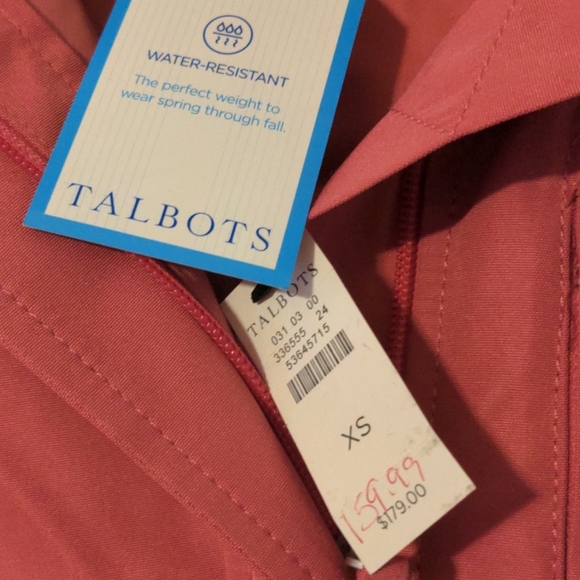 TALBOTS pink xs water resistant rain coat - Picture 3 of 5